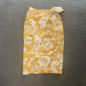 Banana Republic Yellow and White Floral Midi Skirt